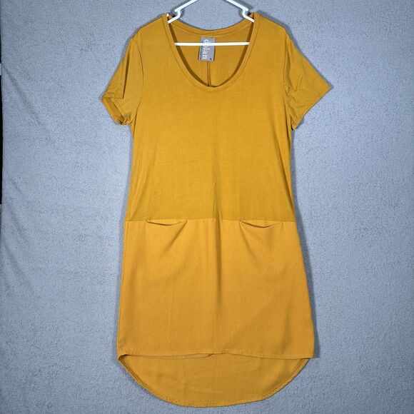 ANTHROPOLOGIE Dolan Left Coast Collection Med Loren Tunic Tee Shirt Dress Yellow - Picture 1 of 9